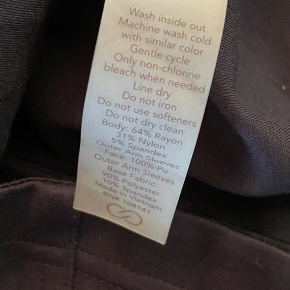 Calia by Carrie Underwood Moto Jacket Faux‎ Leather Sleeves Black Size Small - Picture 8 of 9